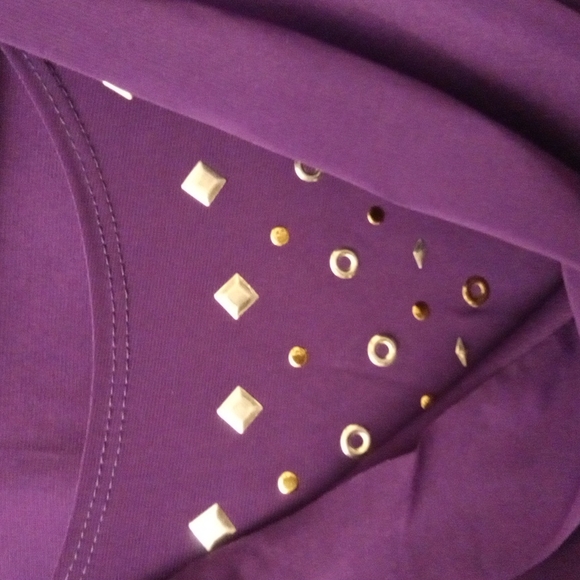 NWT Purple Drape-Neck Short Sleeve Dress Top Size Large - Picture 2 of 5